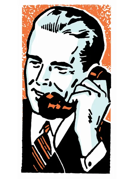 Eine grafische Illustration eines Geschäftsmannes, der am Telefon spricht — Stockfoto