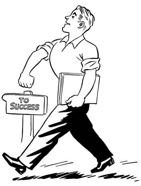 Een zwart-wit versie van een sterk en gezond uitziende man strutting tot succes — Stockfoto