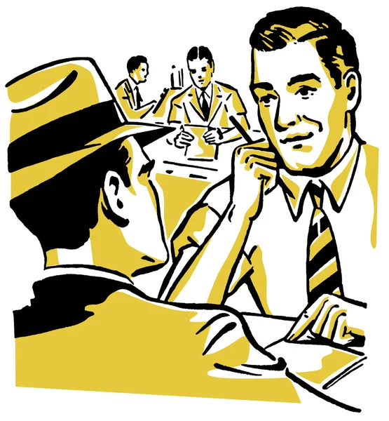 Graficzny ilustracja dwóch mężczyzn robi ofertę firmy — Zdjęcie stockowe