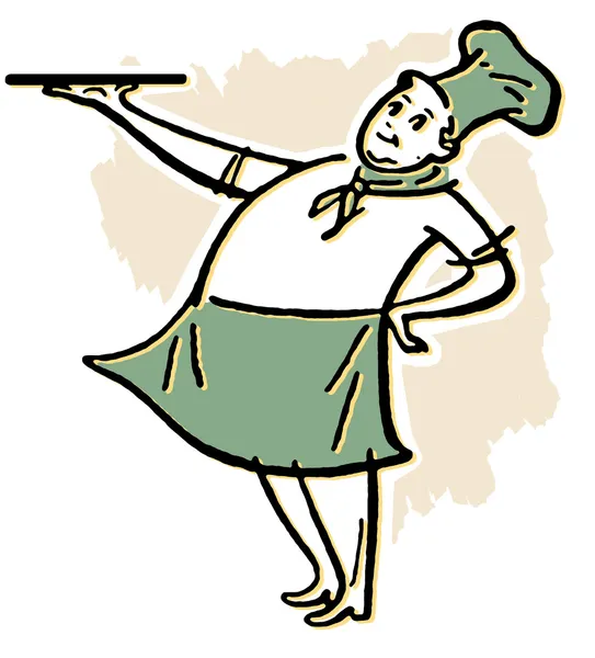 Μια γυναίκα ανακατεύοντας ένα διπλό λέβητα για την stovetop — Φωτογραφία Αρχείου