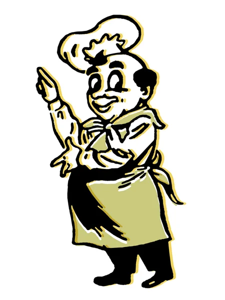 Dobře oblečený šéfkuchař prezentující kouřící jídlo — Stock fotografie