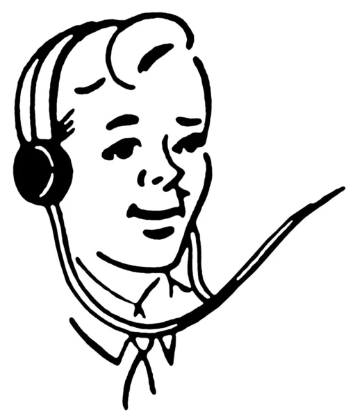 Retrato de menino usando fones de ouvido e sorrindo — Fotografia de Stock
