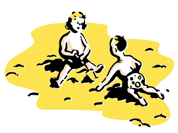 Zwei kleine Kinder spielen im Sand — Stockfoto
