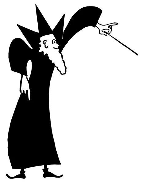 Eine Schwarz-Weiß-Version eines skurrilen Zauberers — Stockfoto