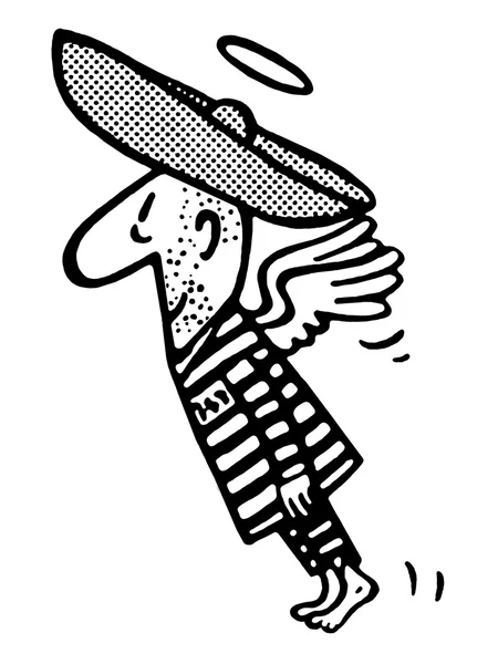 A black and white version of a flying man in a sombrero — Stock Photo, Image