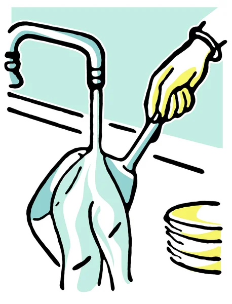 Wassen van potten en pannen — Stockfoto