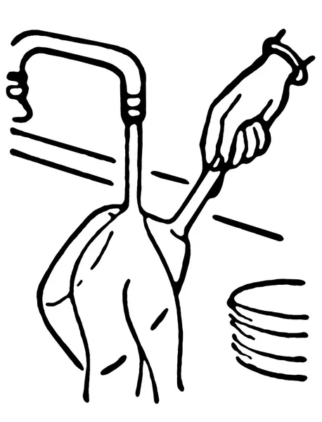 Чорно-білий варіант миття горщиків і сковорідок — стокове фото