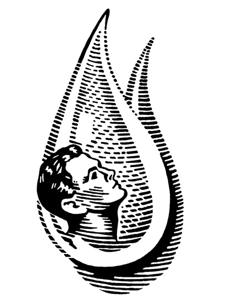 Черно-белая версия человека в капле воды — стоковое фото