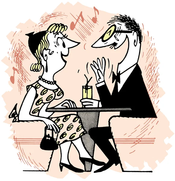 Zeichnung eines aufgeregten Paares im Cartoon-Stil — Stockfoto