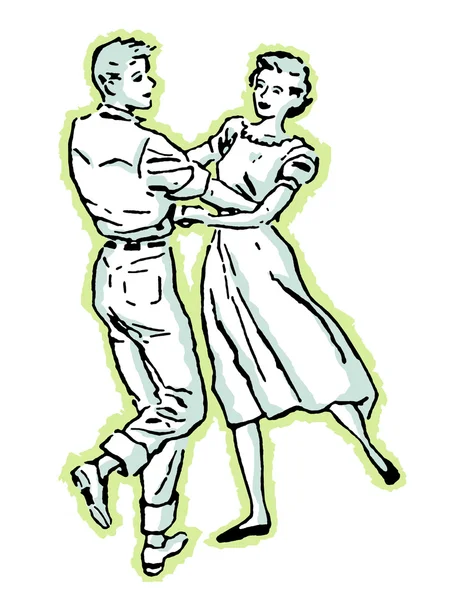 A black and white version of an illustration of a couple dancing — Stock Photo, Image
