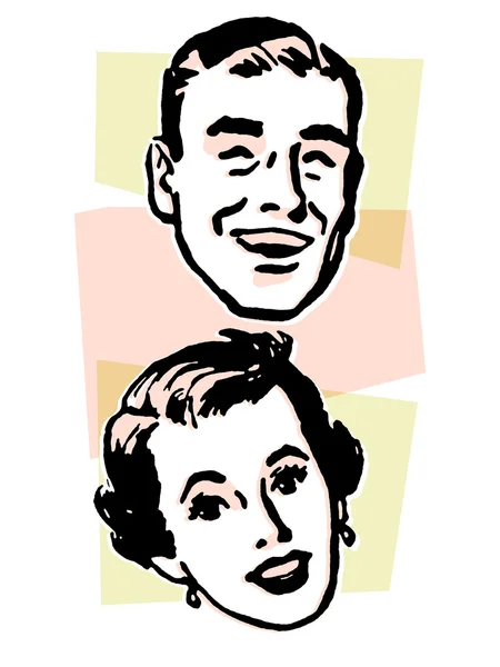 Una versión en blanco y negro de un retrato vintage de una pareja de aspecto feliz — Foto de Stock