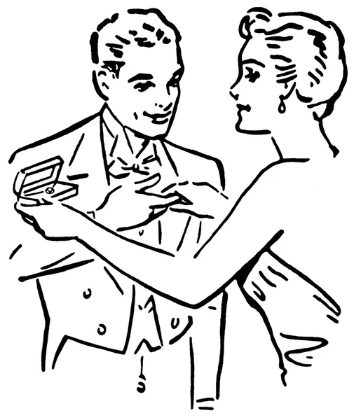 Wersję czarno-biały wzór portret szczęśliwa para szuka — Zdjęcie stockowe
