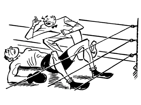 Egy fekete-fehér változat-ból egy bokszoló, ki a számláló — Stock Fotó