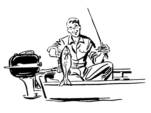 Человек на рыбалке — стоковое фото