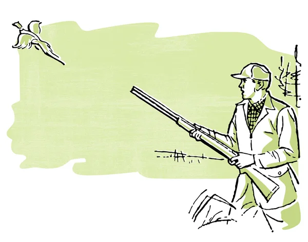 Wersję biało-czarny człowiek się polowania kaczka — Zdjęcie stockowe