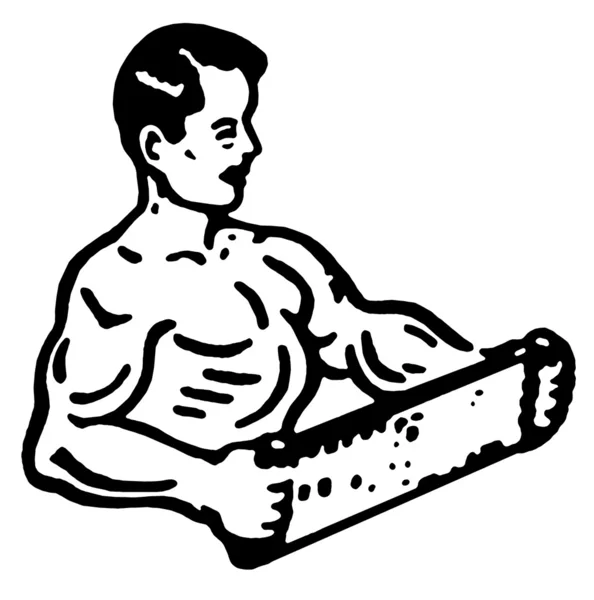 Чорно-біла версія ілюстрації дуже м'язистої людини — стокове фото