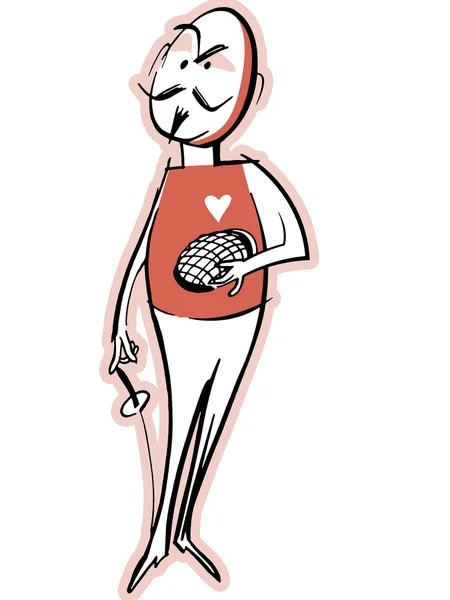 Uma versão em preto e branco de um desenho animado ilustração estilo de um homem pronto para esgrima — Fotografia de Stock