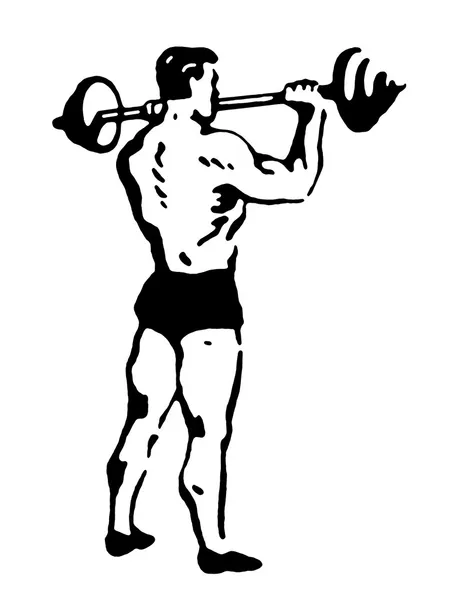 A black and white version of a very muscular man weight lifting — Stock Photo, Image