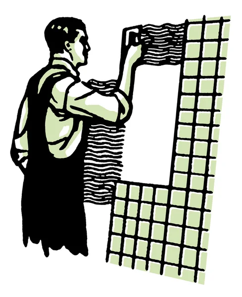 Uma ilustração vintage de um homem azulejos — Fotografia de Stock