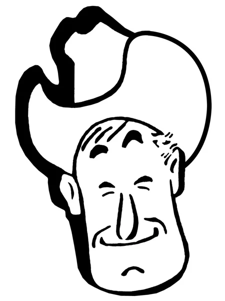 A black and white version of a cartoon style portrait of a cowboy