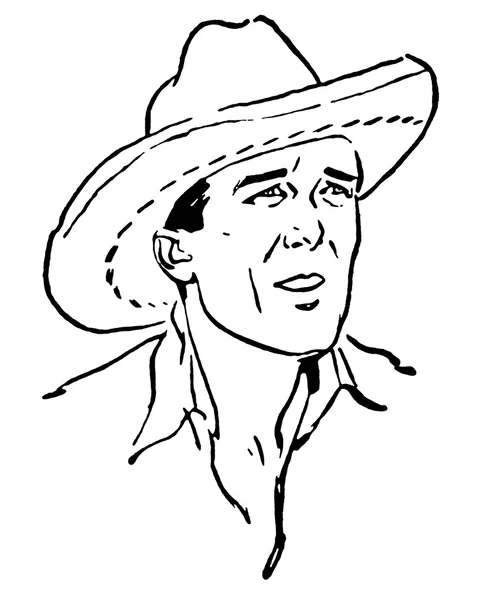 A black and white version of a vintage portrait of a cowboy — Stock Photo, Image