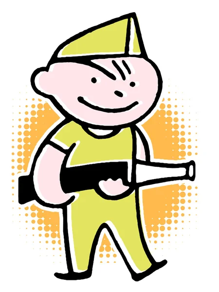 Eine Schwarz-Weiß-Version einer Zeichnung eines Feuerwehrmannes im Cartoon-Stil — Stockfoto