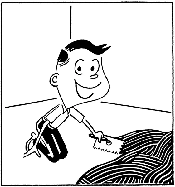 En svartvit version av en tecknad stil ritning av en ung pojke — Stockfoto