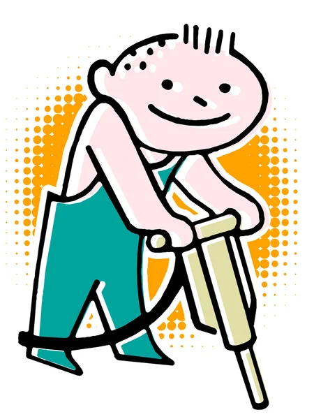 A cartoon style drawing of a construction worker — Stock Photo, Image