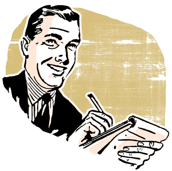 Un hombre de negocios escribiendo en un cuaderno Imagen De Stock