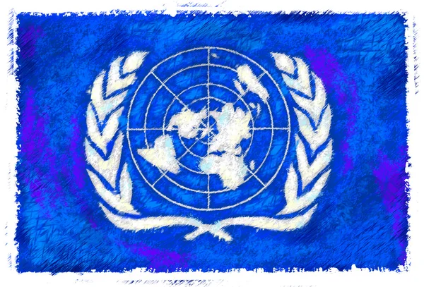 Az ENSZ zászlaja rajza — Stock Fotó