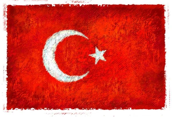 Drawing of the flag of Turkey — Stock Photo, Image