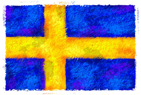 Ritning av svensk flagg — Stockfoto