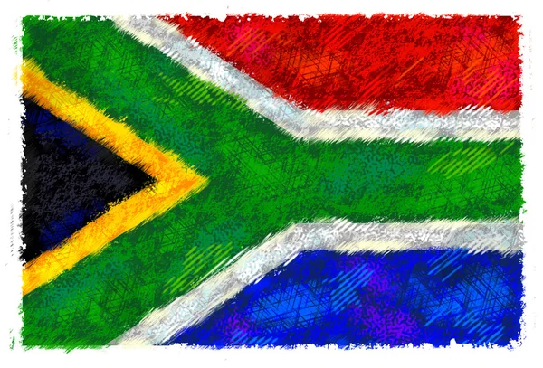 南アフリカ共和国の旗の描画 — ストック写真