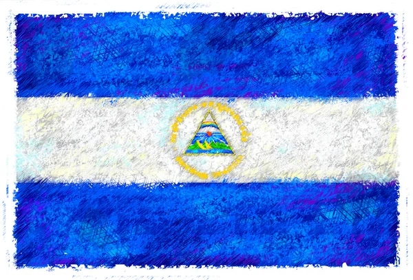 Drawing of the flag of Nicaragua — Stock Photo, Image