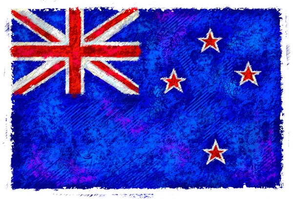 Dibujo de la bandera de Nueva Zelanda —  Fotos de Stock
