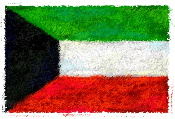 绘图的旗子的科威特 — 图库照片