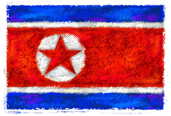 绘图的旗子的朝鲜 — 图库照片