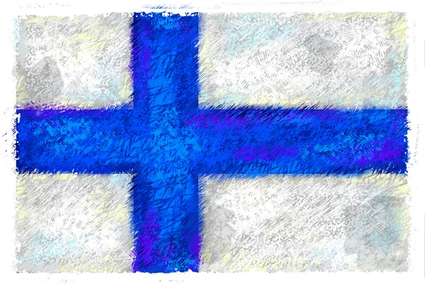 Drawing of the flag of Finland — Stock Photo, Image
