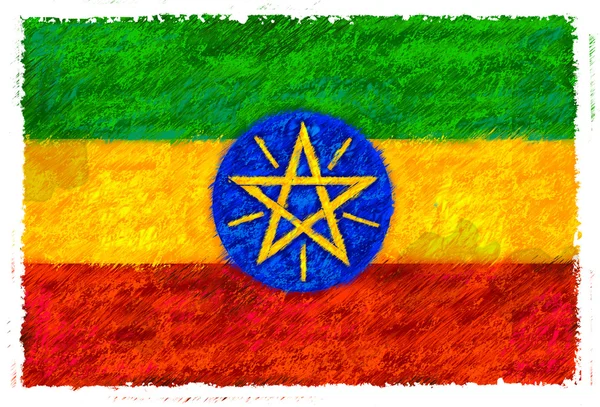 绘图的旗子的埃塞俄比亚 — 图库照片