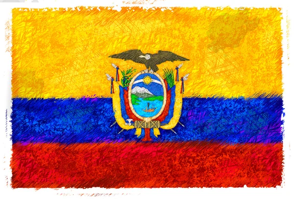 Zeichnung der Flagge Ecuadors — Stockfoto