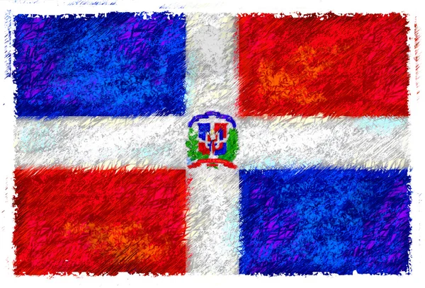 Ritning av Dominikanska republikens flagga — Stockfoto