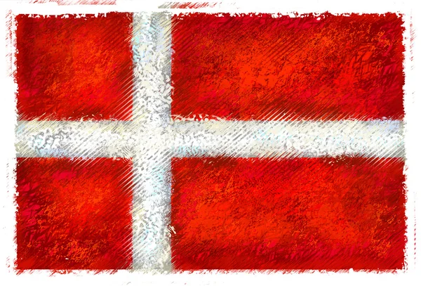 Ritning av under dansk flagg — Stockfoto