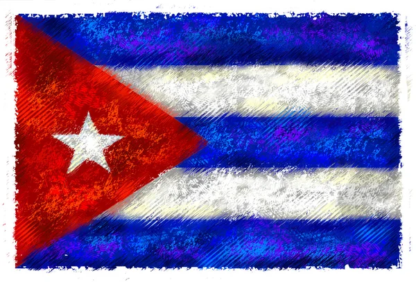 Rysunek z flaga Kuby — Zdjęcie stockowe