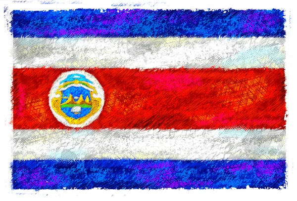 Kosta Rika bayrağı çizimi — Stok fotoğraf