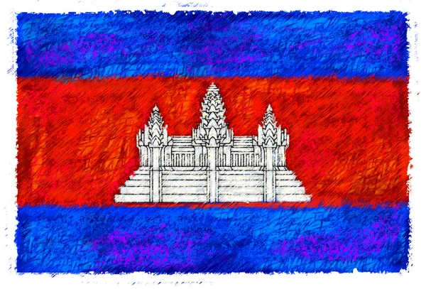 柬埔寨的旗子 — 图库照片