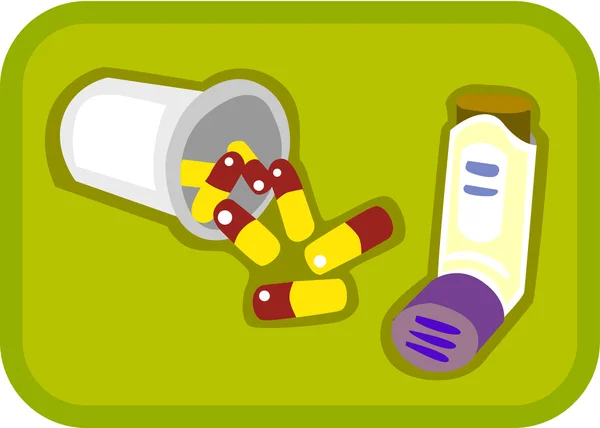 Illustration of pills and puffer — Stock Photo, Image
