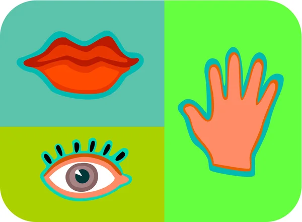 Illustration of the senses of touch, taste, and sight — Stock Photo, Image