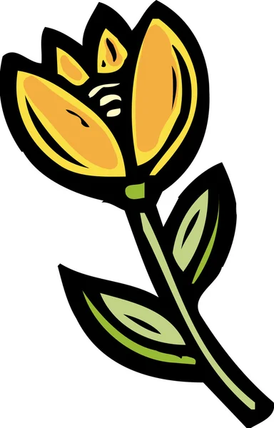 Illustration av en gul tulpan — Stockfoto