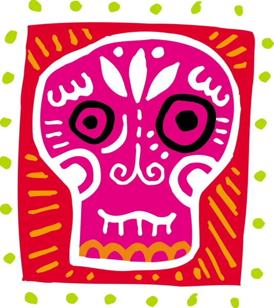 Una ilustración de un cráneo rosa con borde — Foto de Stock