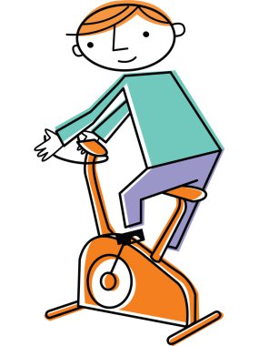 Man on exercise bike clipart